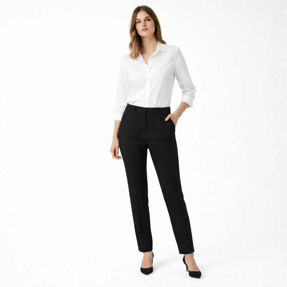 THE FOLD Women's Slim-Leg Trousers Black Size 10